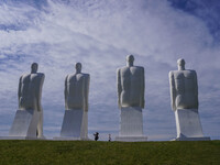 The Man Meets the Sea giant sculpture by Svend Wiig Hansen is in Esbjerg, Jutland, Denmark, on April 28, 2024 (