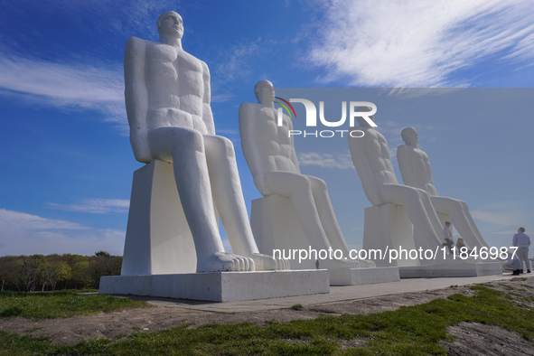 The Man Meets the Sea giant sculpture by Svend Wiig Hansen is in Esbjerg, Jutland, Denmark, on April 28, 2024 