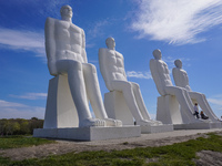 The Man Meets the Sea giant sculpture by Svend Wiig Hansen is in Esbjerg, Jutland, Denmark, on April 28, 2024 (