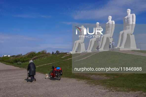 The Man Meets the Sea giant sculpture by Svend Wiig Hansen is in Esbjerg, Jutland, Denmark, on April 28, 2024 