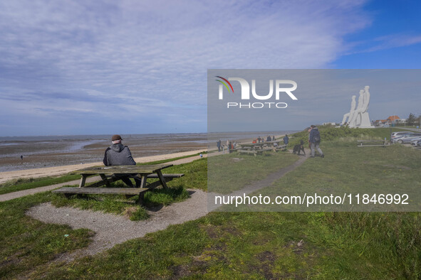 The Man Meets the Sea giant sculpture by Svend Wiig Hansen is in Esbjerg, Jutland, Denmark, on April 28, 2024 