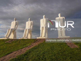 The Man Meets the Sea giant sculpture by Svend Wiig Hansen is in Esbjerg, Jutland, Denmark, on April 28, 2024 (