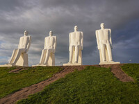 The Man Meets the Sea giant sculpture by Svend Wiig Hansen is in Esbjerg, Jutland, Denmark, on April 28, 2024 (