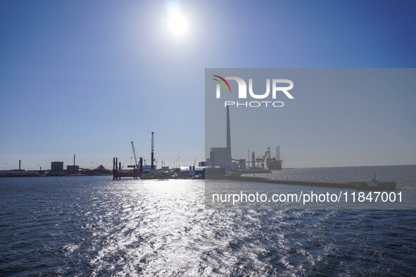 A general view of the sea port is seen in Esbjerg, Denmark, on April 29, 2024 