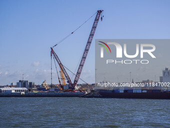 A general view of the sea port is seen in Esbjerg, Denmark, on April 29, 2024 (