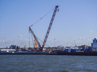 A general view of the sea port is seen in Esbjerg, Denmark, on April 29, 2024 (