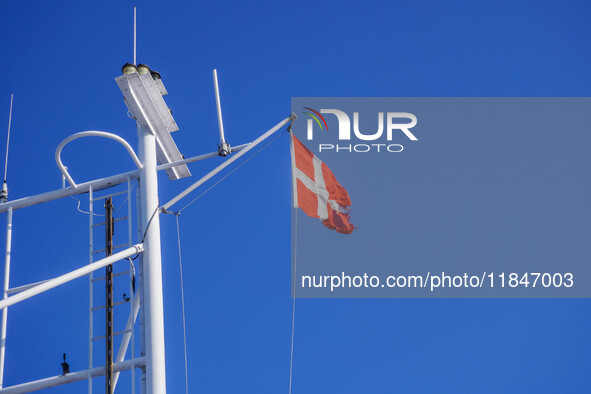 The Danish flag is seen in the wind in Esbjerg, Denmark, on April 29, 2024. 