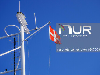 The Danish flag is seen in the wind in Esbjerg, Denmark, on April 29, 2024. (