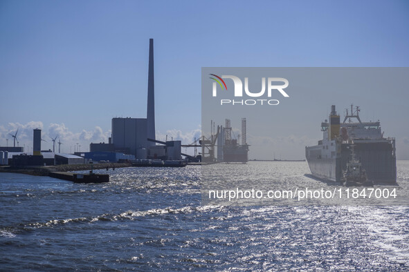 A general view of the sea port is seen in Esbjerg, Denmark, on April 29, 2024 