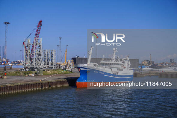 A general view of the sea port is seen in Esbjerg, Denmark, on April 29, 2024 