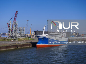 A general view of the sea port is seen in Esbjerg, Denmark, on April 29, 2024 (