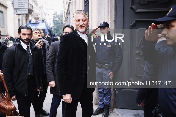 The Minister of Culture Alessandro Giuli attends the inauguration of the Grande Brera museum at Palazzo Citterio in Milan, Italy, on Decembe...