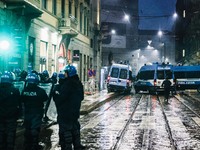 Demonstrators clash with police outside the Prima della Scala 2024 of Giuseppe Verdi's opera La Forza del Destino in Milan, Italy, on Decemb...