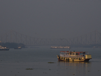 The Ganga River is on a foggy morning amid rising air pollution levels in Kolkata, India, on December 08, 2024. According to the Central Pol...