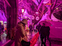 The Pink Christmas market at Stephansplatz in Munich, Bavaria, Germany, on December 8, 2024, lights up in its signature pink hues. Known as...