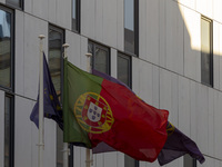 A Portugal flag moves in the wind at the Judiciary Police Headquarters in Lisbon, Portugal, on December 8, 2024. The Judiciary Police (PJ) c...