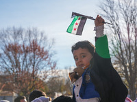 Syrian opposition supporters gather in Lafayette Park next to the White House to celebrate the fall of Bashar al-Assad on December 8, 2024 (