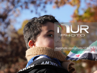 Syrian opposition supporters gather in Lafayette Park next to the White House to celebrate the fall of Bashar al-Assad on December 8, 2024 (