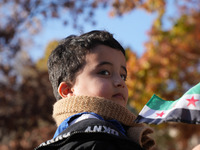 Syrian opposition supporters gather in Lafayette Park next to the White House to celebrate the fall of Bashar al-Assad on December 8, 2024 (