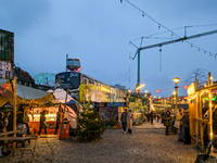 The Christmas Market Moonlight Express with its Winter Festival at Bahnwarter Thiel in Munich, Bavaria, Germany, on December 8, 2024, runs f...