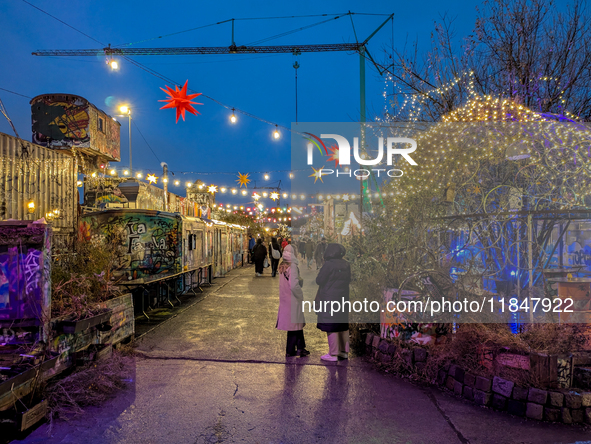 The Christmas Market Moonlight Express with its Winter Festival at Bahnwarter Thiel in Munich, Bavaria, Germany, on December 8, 2024, runs f...