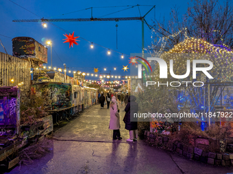 The Christmas Market Moonlight Express with its Winter Festival at Bahnwarter Thiel in Munich, Bavaria, Germany, on December 8, 2024, runs f...