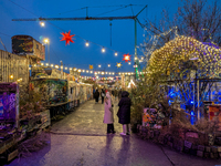 The Christmas Market Moonlight Express with its Winter Festival at Bahnwarter Thiel in Munich, Bavaria, Germany, on December 8, 2024, runs f...