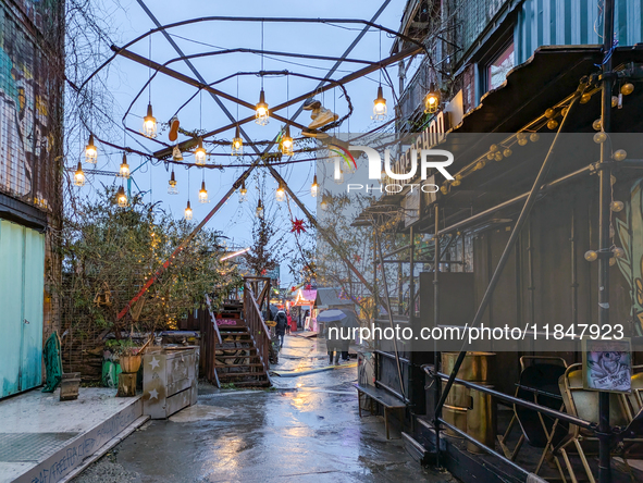 The Christmas Market Moonlight Express with its Winter Festival at Bahnwarter Thiel in Munich, Bavaria, Germany, on December 8, 2024, runs f...