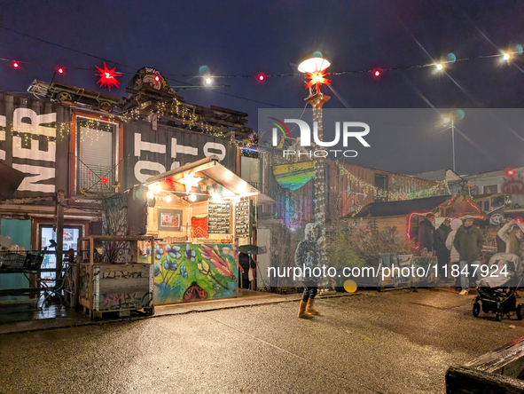 The Christmas Market Moonlight Express with its Winter Festival at Bahnwarter Thiel in Munich, Bavaria, Germany, on December 8, 2024, runs f...