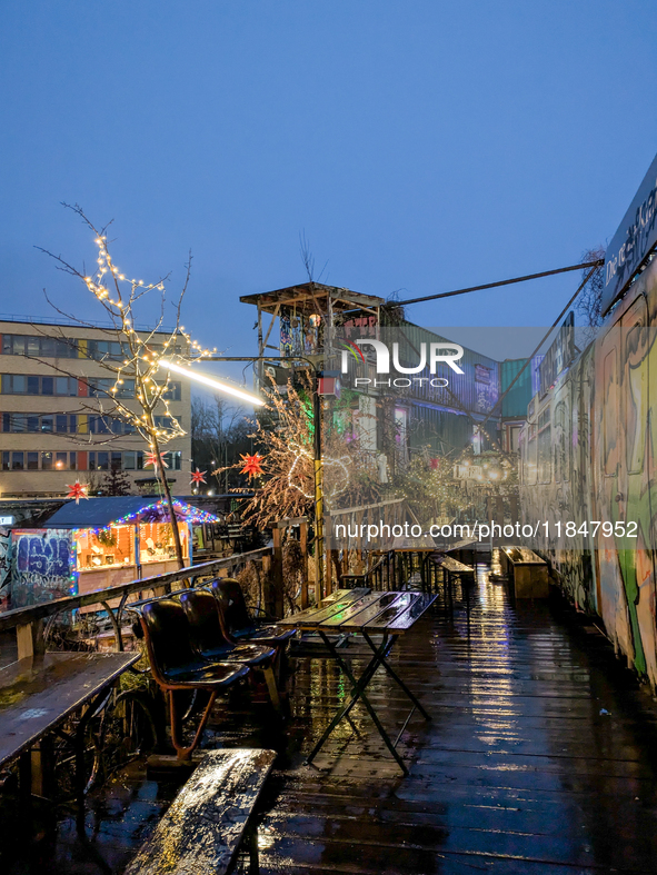 The Christmas Market Moonlight Express with its Winter Festival at Bahnwarter Thiel in Munich, Bavaria, Germany, on December 8, 2024, runs f...