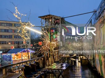 The Christmas Market Moonlight Express with its Winter Festival at Bahnwarter Thiel in Munich, Bavaria, Germany, on December 8, 2024, runs f...