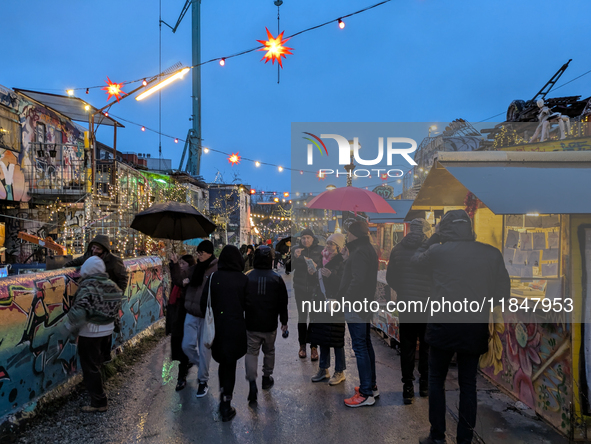 The Christmas Market Moonlight Express with its Winter Festival at Bahnwarter Thiel in Munich, Bavaria, Germany, on December 8, 2024, runs f...