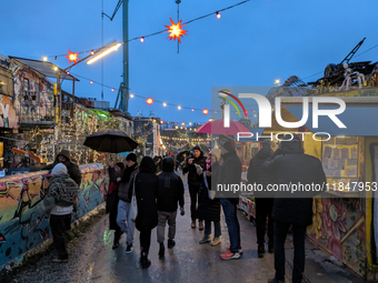 The Christmas Market Moonlight Express with its Winter Festival at Bahnwarter Thiel in Munich, Bavaria, Germany, on December 8, 2024, runs f...