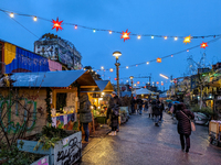 The Christmas Market Moonlight Express with its Winter Festival at Bahnwarter Thiel in Munich, Bavaria, Germany, on December 8, 2024, runs f...