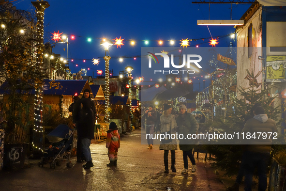 The Christmas Market Moonlight Express with its Winter Festival at Bahnwarter Thiel in Munich, Bavaria, Germany, on December 8, 2024, runs f...