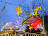 The Christmas Market Moonlight Express with its Winter Festival at Bahnwarter Thiel in Munich, Bavaria, Germany, on December 8, 2024, runs f...