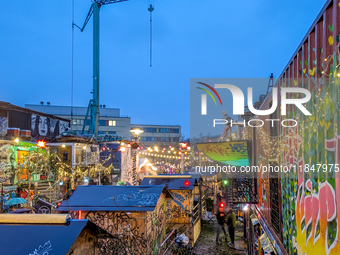 The Christmas Market Moonlight Express with its Winter Festival at Bahnwarter Thiel in Munich, Bavaria, Germany, on December 8, 2024, runs f...