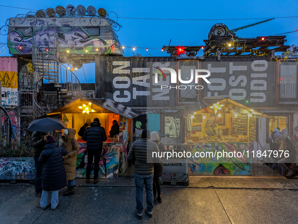 The Christmas Market Moonlight Express with its Winter Festival at Bahnwarter Thiel in Munich, Bavaria, Germany, on December 8, 2024, runs f...