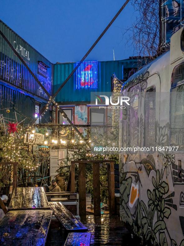 The Christmas Market Moonlight Express with its Winter Festival at Bahnwarter Thiel in Munich, Bavaria, Germany, on December 8, 2024, runs f...