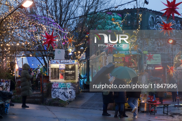 The Christmas Market Moonlight Express with its Winter Festival at Bahnwarter Thiel in Munich, Bavaria, Germany, on December 8, 2024, runs f...