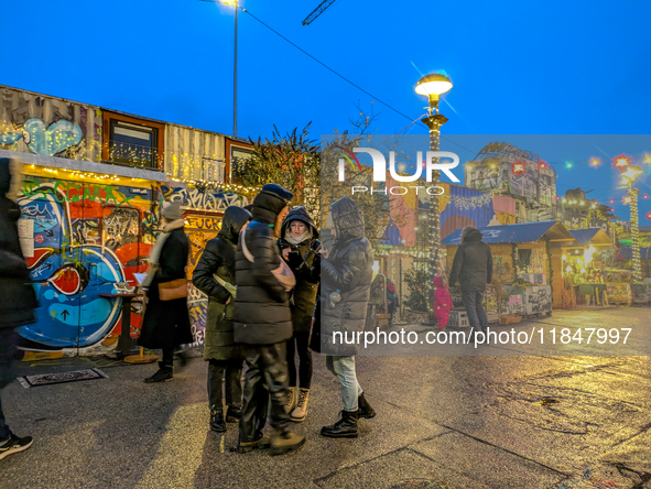 The Christmas Market Moonlight Express with its Winter Festival at Bahnwarter Thiel in Munich, Bavaria, Germany, on December 8, 2024, runs f...