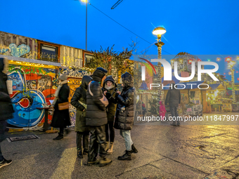 The Christmas Market Moonlight Express with its Winter Festival at Bahnwarter Thiel in Munich, Bavaria, Germany, on December 8, 2024, runs f...