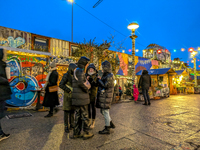 The Christmas Market Moonlight Express with its Winter Festival at Bahnwarter Thiel in Munich, Bavaria, Germany, on December 8, 2024, runs f...