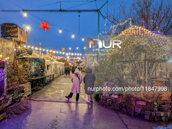 The Christmas Market Moonlight Express with its Winter Festival at Bahnwarter Thiel in Munich, Bavaria, Germany, on December 8, 2024, runs f...