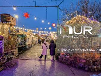 The Christmas Market Moonlight Express with its Winter Festival at Bahnwarter Thiel in Munich, Bavaria, Germany, on December 8, 2024, runs f...