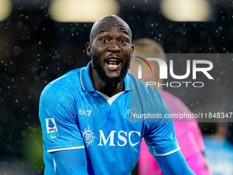 Romelu Lukaku of SSC Napoli reacts during the serie Serie A Enilive match between SSC Napoli and SS Lazio at Stadio Diego Armando Maradona o...