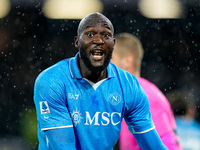 Romelu Lukaku of SSC Napoli reacts during the serie Serie A Enilive match between SSC Napoli and SS Lazio at Stadio Diego Armando Maradona o...