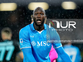 Romelu Lukaku of SSC Napoli reacts during the serie Serie A Enilive match between SSC Napoli and SS Lazio at Stadio Diego Armando Maradona o...