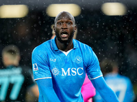 Romelu Lukaku of SSC Napoli reacts during the serie Serie A Enilive match between SSC Napoli and SS Lazio at Stadio Diego Armando Maradona o...