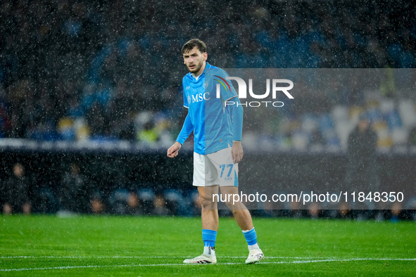 Khvicha Kvaratskhelia of SSC Napoli looks dejected during the serie Serie A Enilive match between SSC Napoli and SS Lazio at Stadio Diego Ar...